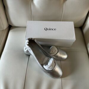🩶 Quince Italian Leather Ballet Silver Flats - NWT - 9 🩶